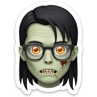 zumbi boy de cabelo grande preto,olhos pretos e oculos quadrado sticker