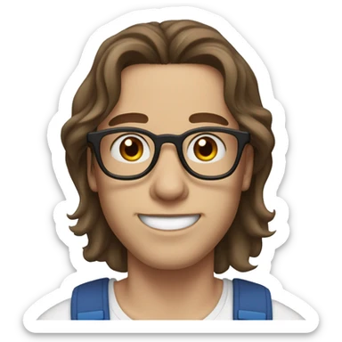 One man with brown hair and brown eyes , and glasses, with a woman with brown long hair and blue eyes , and braces  sticker