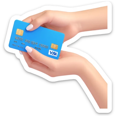 bank card in a female hand with manicure, angled view, clean white color, soft shadows and highlights, no decoration sticker