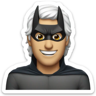 a man smiling with batman mask  sticker