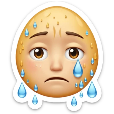 sad face with tears and raindrops sticker