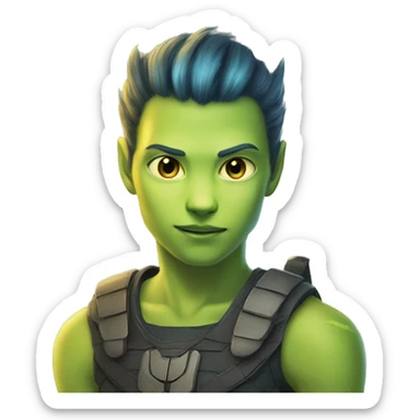 na'vi human teen hybrid boy tail alien cat face sticker