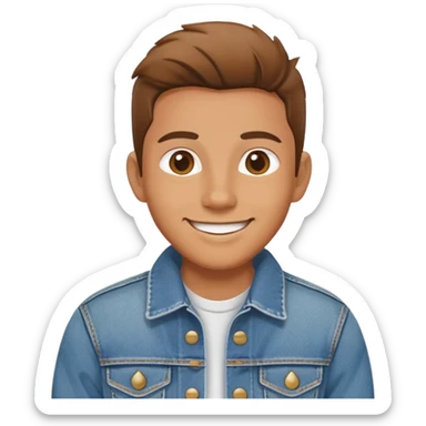 smiling portrait in denim jacket sticker
