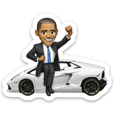 obama-dabbing-in-a-Lamborghini sticker