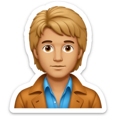 70s 80s men with hair style  sticker