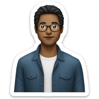 long black hair guy with circle eyewear sticker