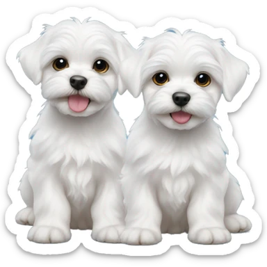  3 Maltese puppies posing  sticker