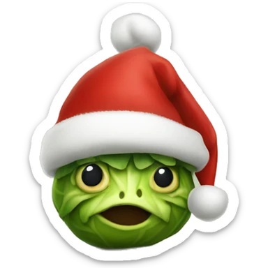 Brussels sprout with a Christmas hat realistic no eyes sticker