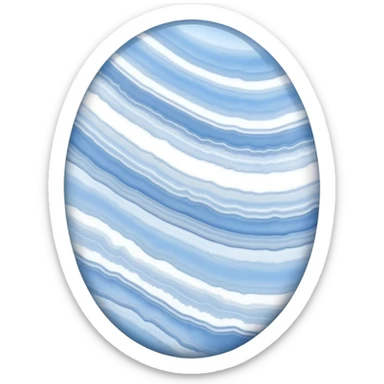 Oval blue lace agate with ethereal sky blue and white banded patterns resembling lace sticker