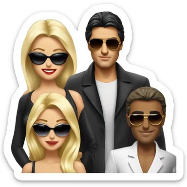 Tony Montana sunglasses smirking with 3 blonde models sticker