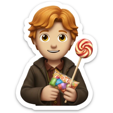 Ron Weasley holds a candy in his hands sticker