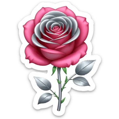 gray metal chrome rose, without green leaves, just flower sticker