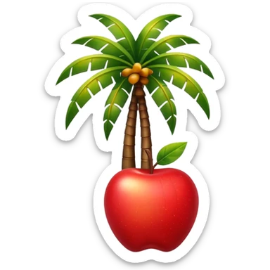 apple style emoji for summer season, palm tree, tropical and vibrant sticker