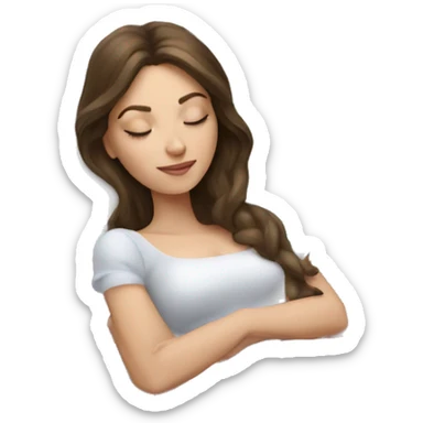 sleeping beauty brunette white girl with a silk pillow sticker