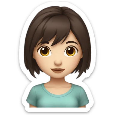 chibi cartoon girl with dark brown hair sticker