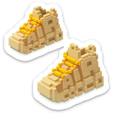 two pairs of Nike Air More Uptempo sneakers in beige with gold beads on the laces sticker