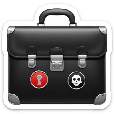 closed black hacking briefcase with hacker stickers sticker