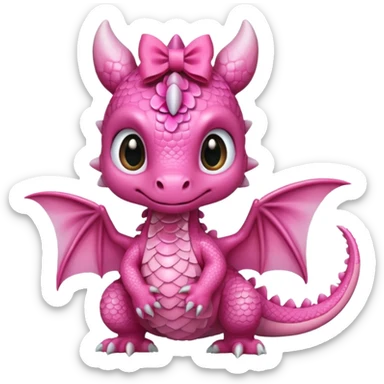 Pink baby dragon with bow sticker