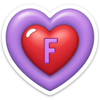 un corazon rojo CON LA LETRA F EN EL CENTRO DE COLOR LILA sticker