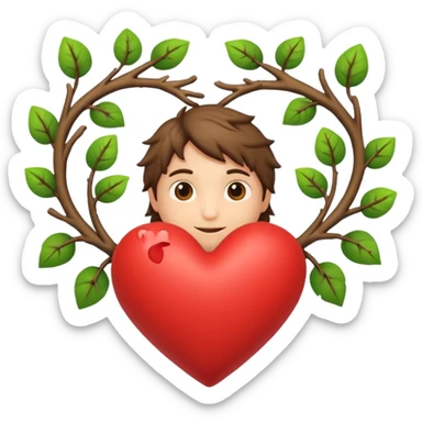nature bard character heart sign with branches sticker