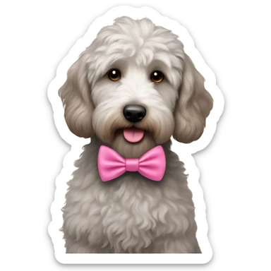 laberdoodle with a pink bowtie sticker