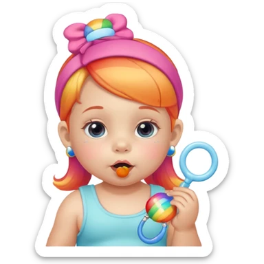 a rainbow skin baby girl with pacifier sticker