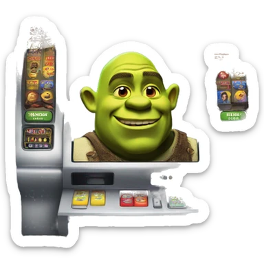 Shrek playing slot machine  sticker