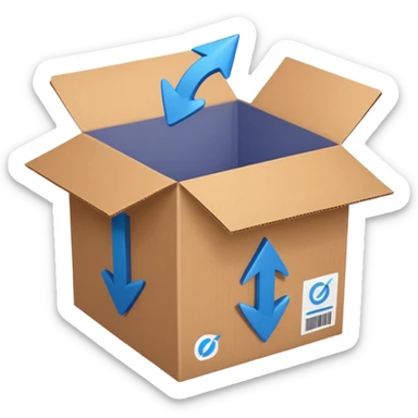 package box with arrows circling around it sticker