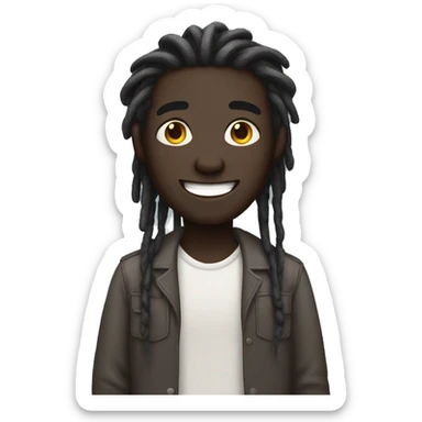 Dark skin male white dreads smile sticker