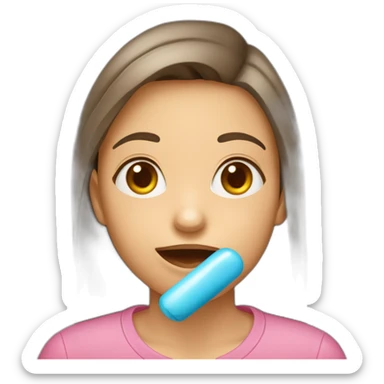 Une fille qui mâche un chewing-gum avec une expression de dégoût sticker