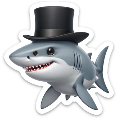 shark wearing a fancy black top hat sticker