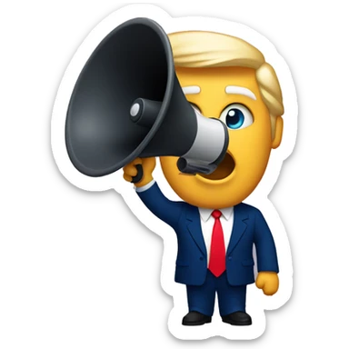 donald trump holds loudspeaker sticker