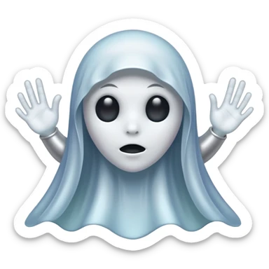 Shiny chrome cartoon ghost sticker