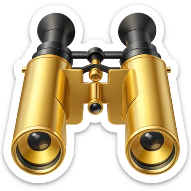 gold binoculars with large lenses simple eye holes and straight shaft and transparent background sticker
