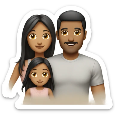 Puerto rican beard short black hair  husband with blond long hair wife and brown long hair daughter Family Hugh  sticker
