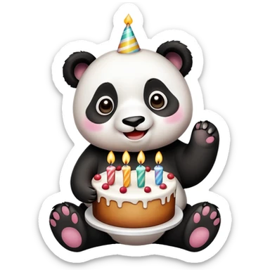 panda with birthday cake sticker