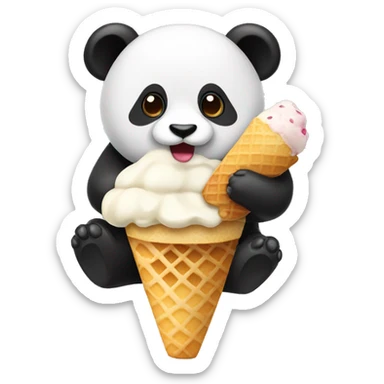 panda eat icecream sticker