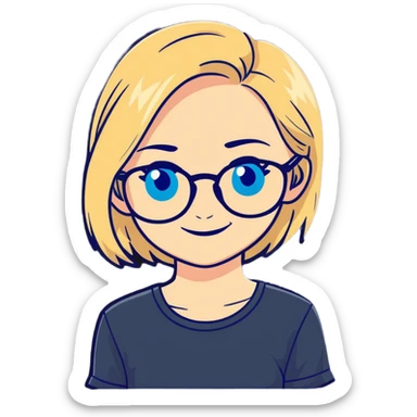 smiling blonde girl portrait blue eyes and glasses in love sticker