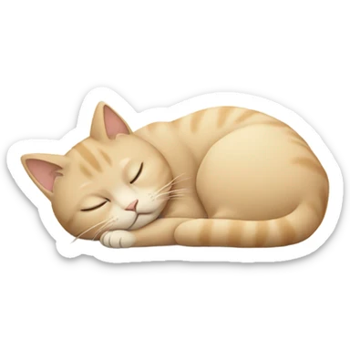  beige cat curled up sleeping  sticker