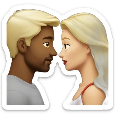 Blond woman kissing brunette man sticker