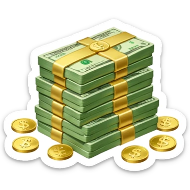 a lot of money and a small amount of money sticker