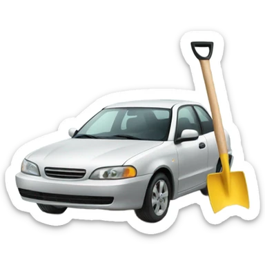 Car and shovel sticker