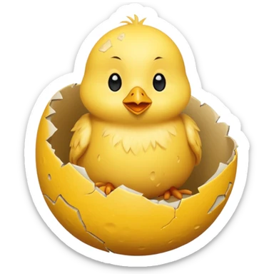 cartoon chick sitting inside a eggshell sticker