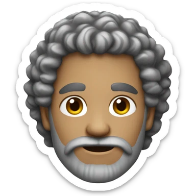 Man with curly salt and pepper hair and beard, with pale tanned skin sticker