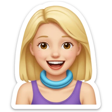 Holding neck while laughing girl sticker