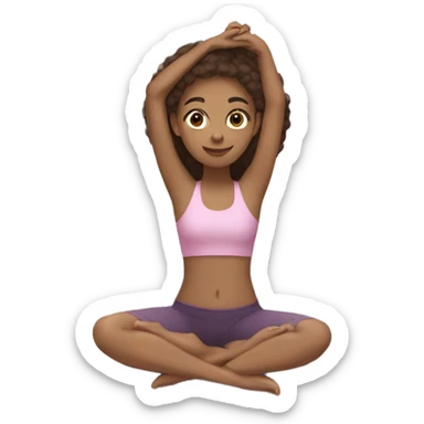 A brown hair light skin colored girl doing yoga sticker
