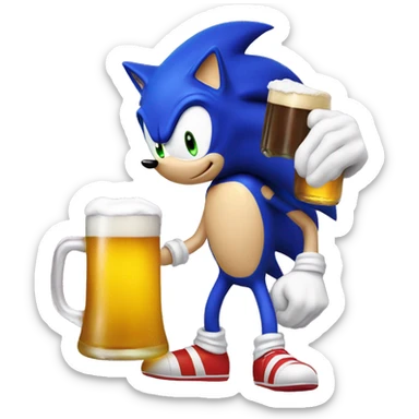 Sonic with a beer sticker