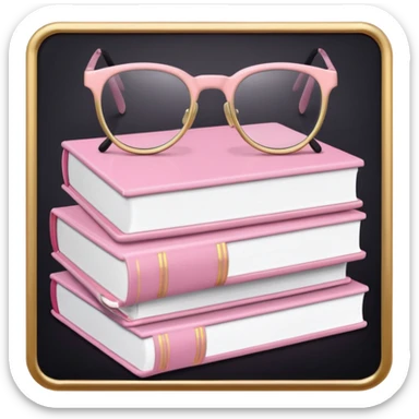 A pile of pastel pink books with glasses on top sticker
