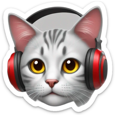 Dj cat with red headphones sticker