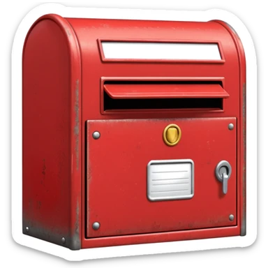 red postbox with a mail slot sticker